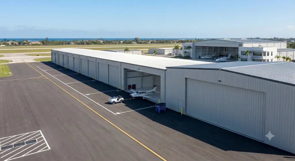 Aircraft hangar for rent at Immokalee Regional Airport in Southwest Florida
