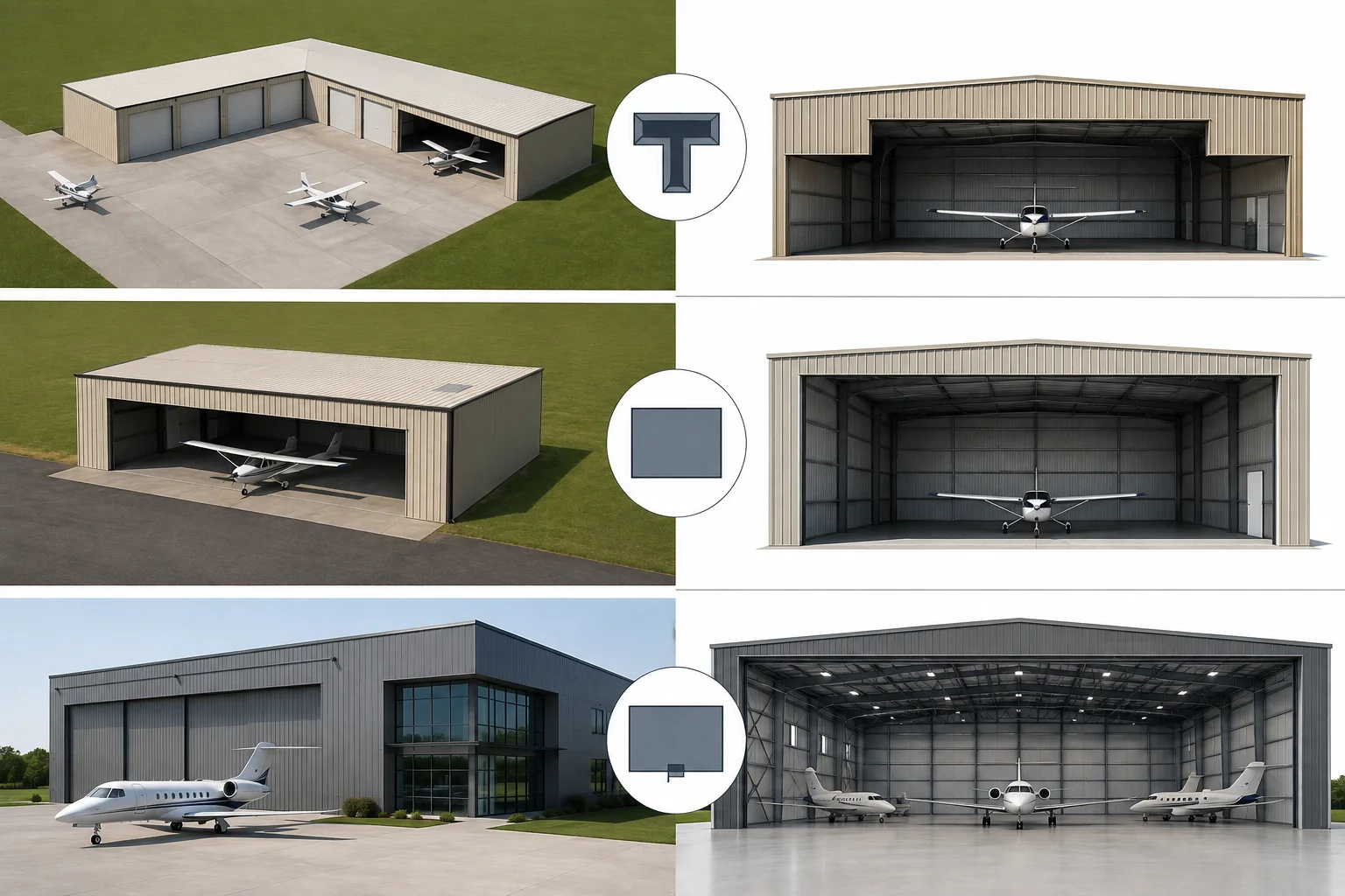 Comparison of T-hangar, box hangar and Hangar Types and Sizes