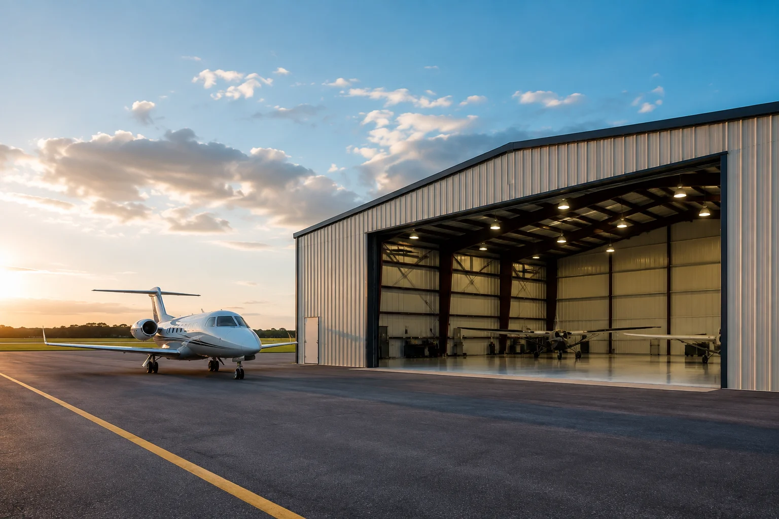 Aircraft hangars space serving Fort Myers FL at nearby Immokalee Regional Airport
